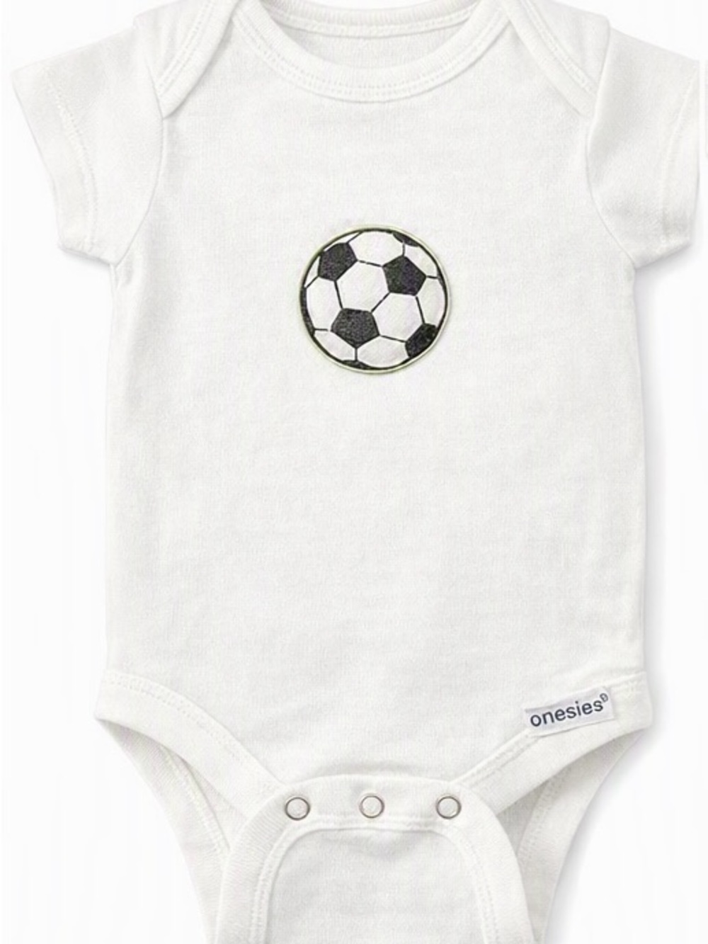 Gerber White Baby Onesie with Soccer Ball Graphic